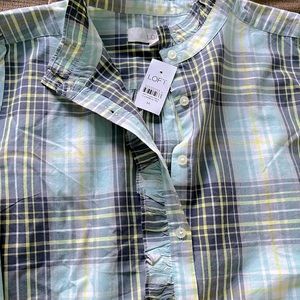 New Loft plaid button down blouse